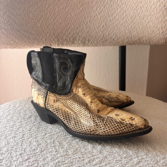 Vintage Leather & Snakeskin Ankle Boots - Picture 2 of 4
